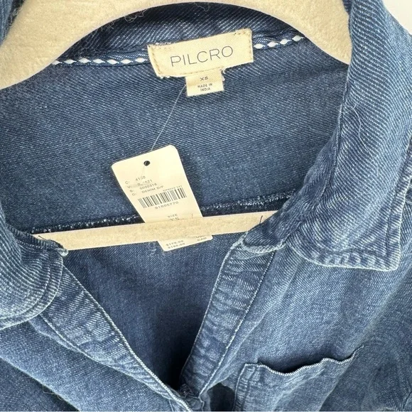 NWT Anthropologie Pilcro V-Neck Wrap Midi Denim cotton Dress Szxs western - Picture 8 of 16